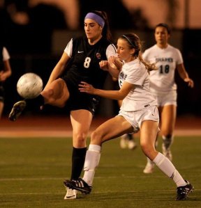 Corona Santiago's three-year captain, midfielder Emily Gehlbach (right), returns for her fourth varsity season. / PHOTO for the Ventura County Star